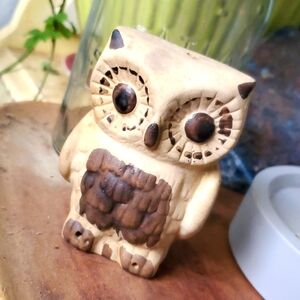 Vintage Clay Owl Stick Insence Burner Sculpture Figurine Rustic Decor